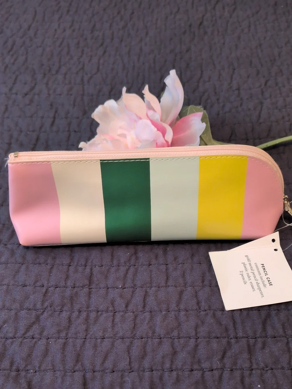 Kate Spade Striped Pencil Case NWT